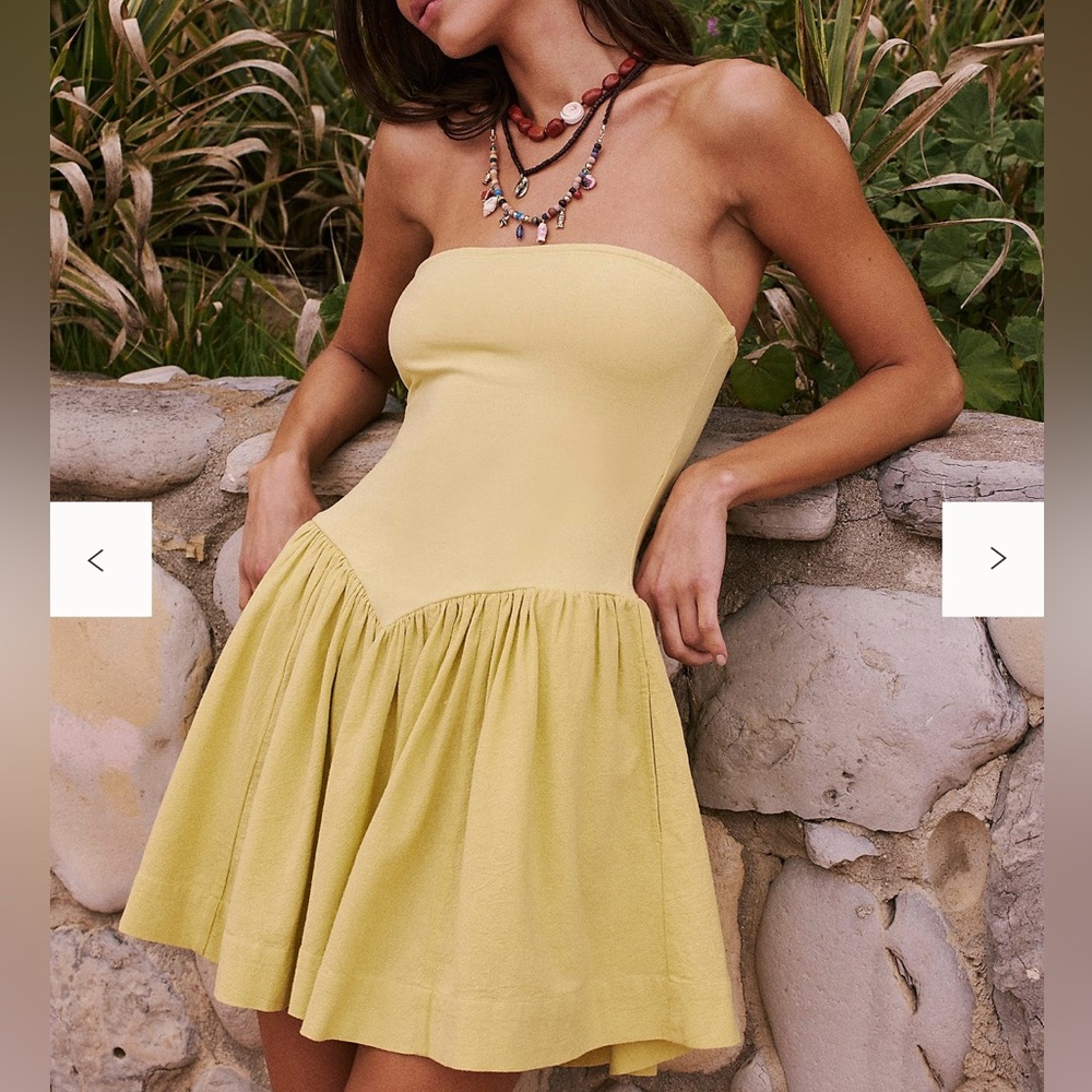Free People Strapless Onda Drop Waist Mini